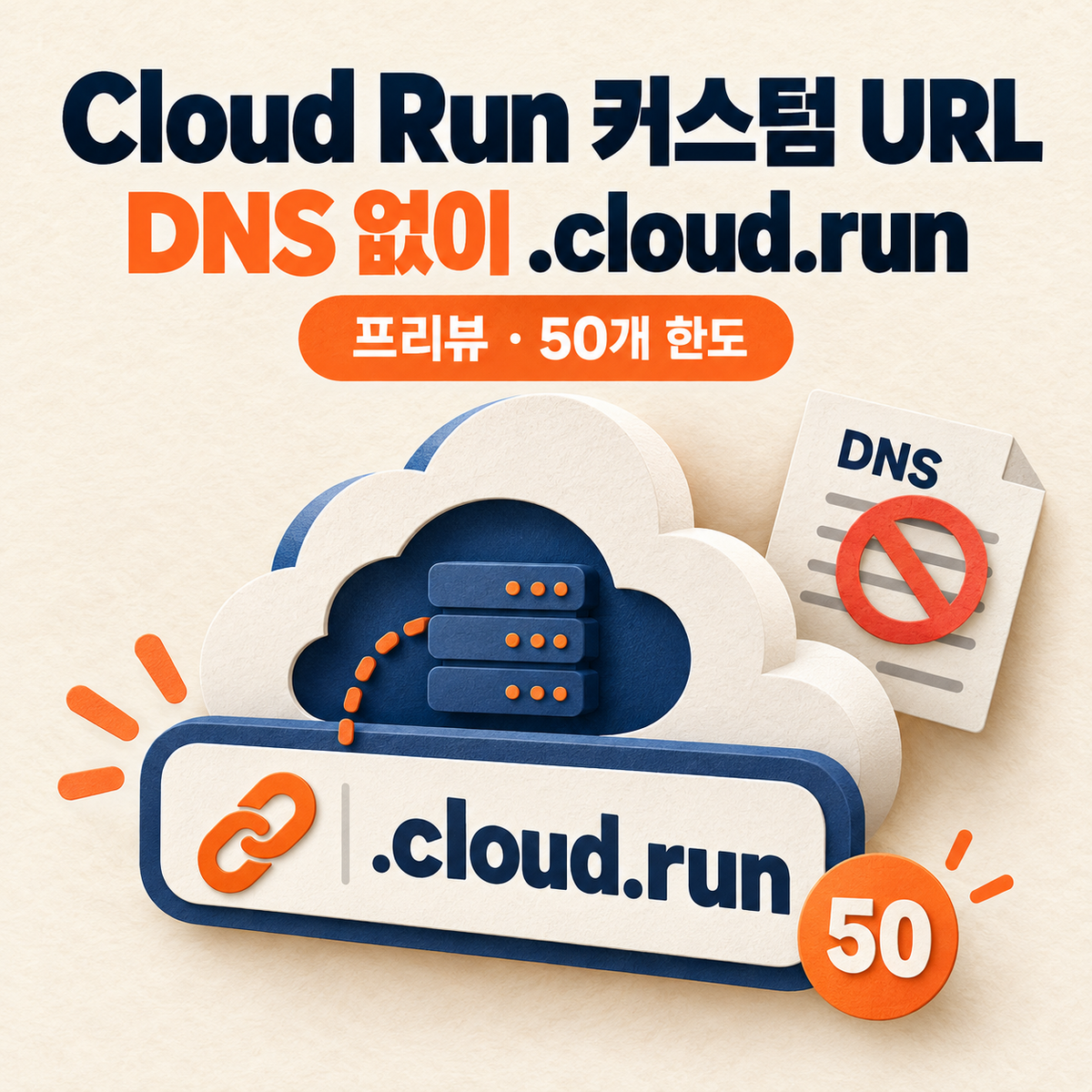 Editorial illustration of the Cloud Run custom URL preview