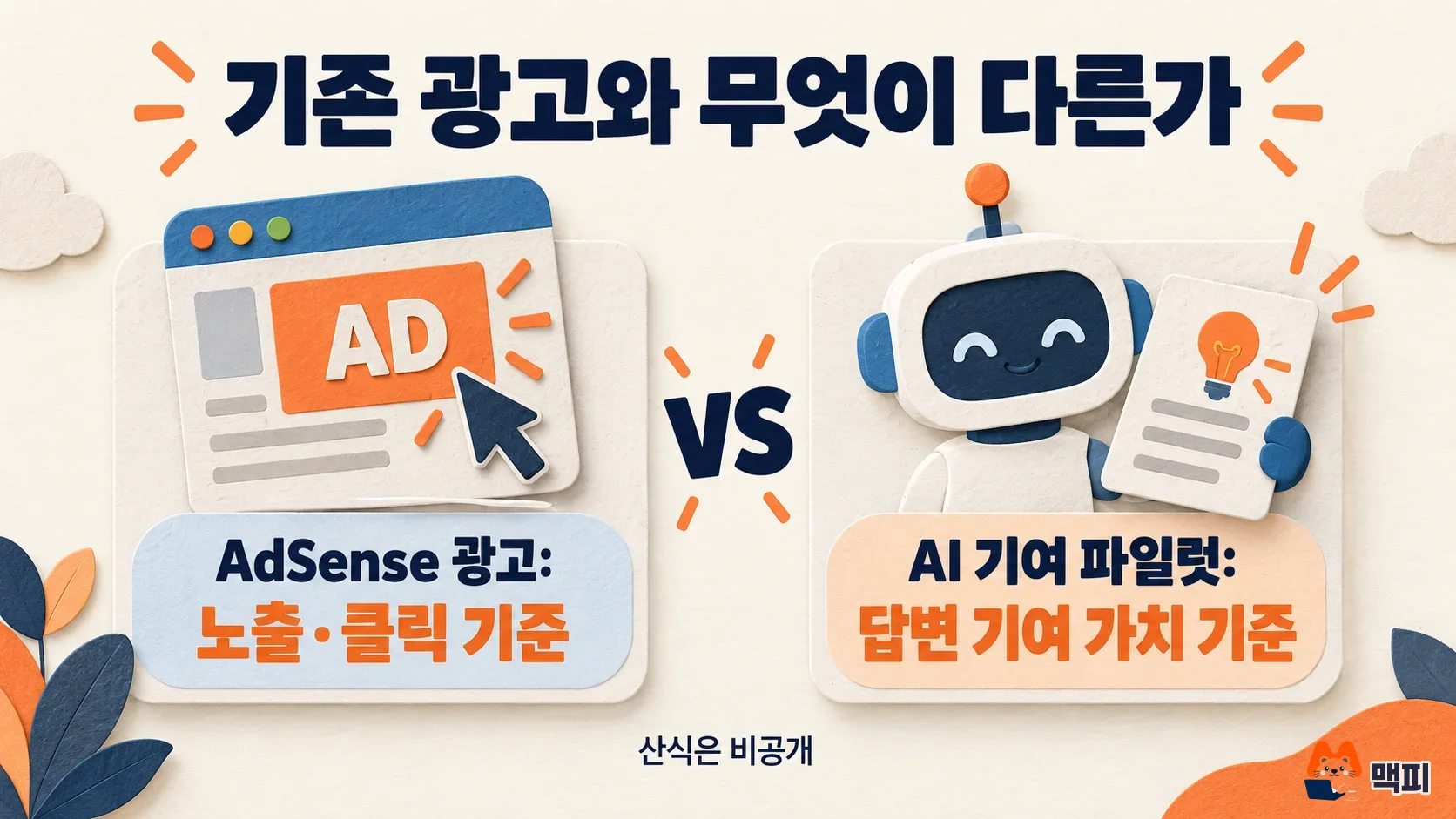 Illustration comparing the payment basis of the Google AI Contribution Pilot and AdSense ad revenue