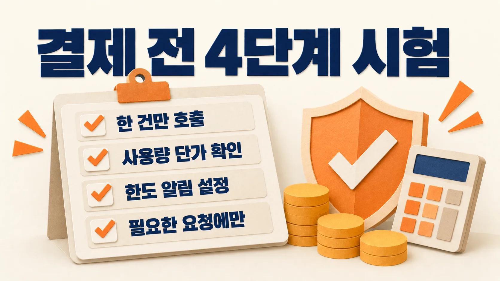 GPT-6 아스트라 울트라패스트 API를 도입하기 전 한 건 호출, 사용량 단가 확인, 한도 알림, 필요한 요청에만 적용하는 4단계 체크리스트 도해