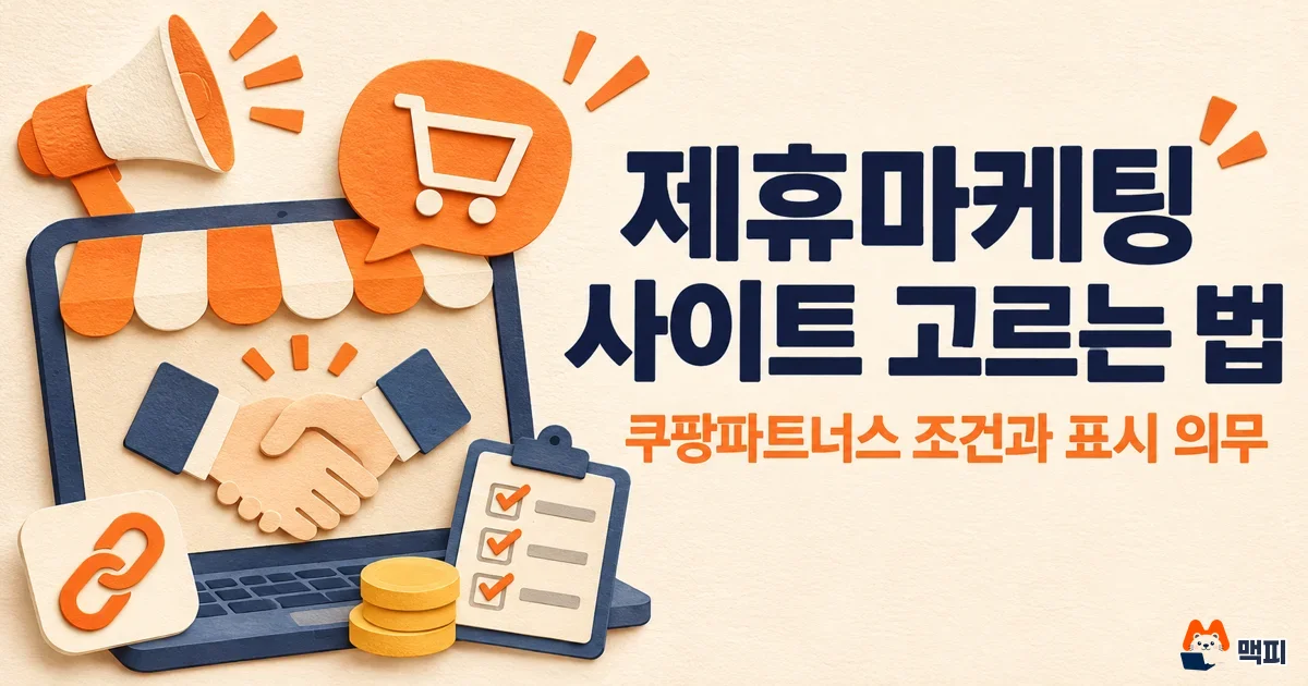 제휴마케팅 사이트 고르는 법: 쿠팡파트너스 조건과 표시 의무