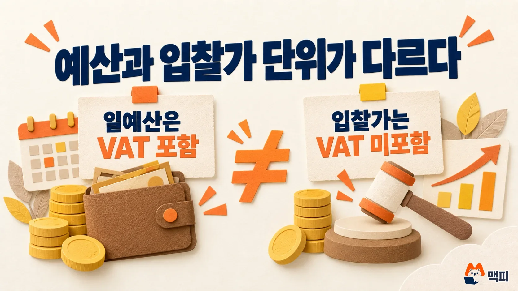 Kakao Moment ad budget setup: diagram showing the daily budget includes VAT while the bid excludes VAT, so the units differ