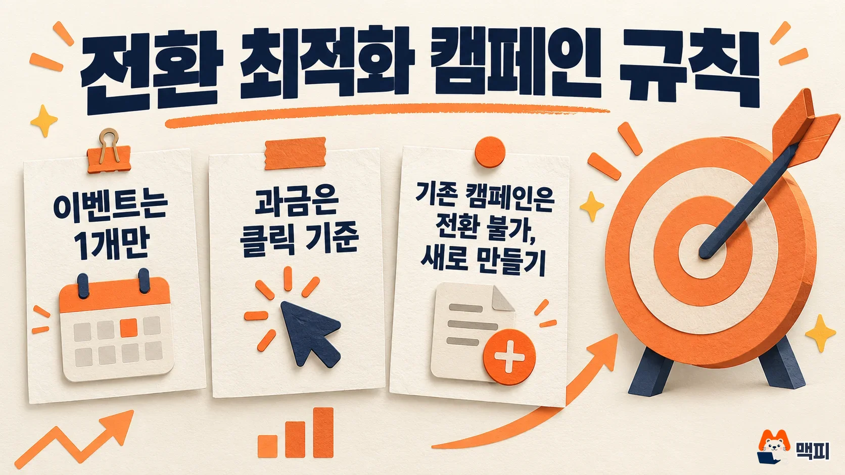 Cards showing the rules of ChatGPT Ads conversion-optimized campaigns: only one event, billing based on clicks, and existing campaigns cannot be converted