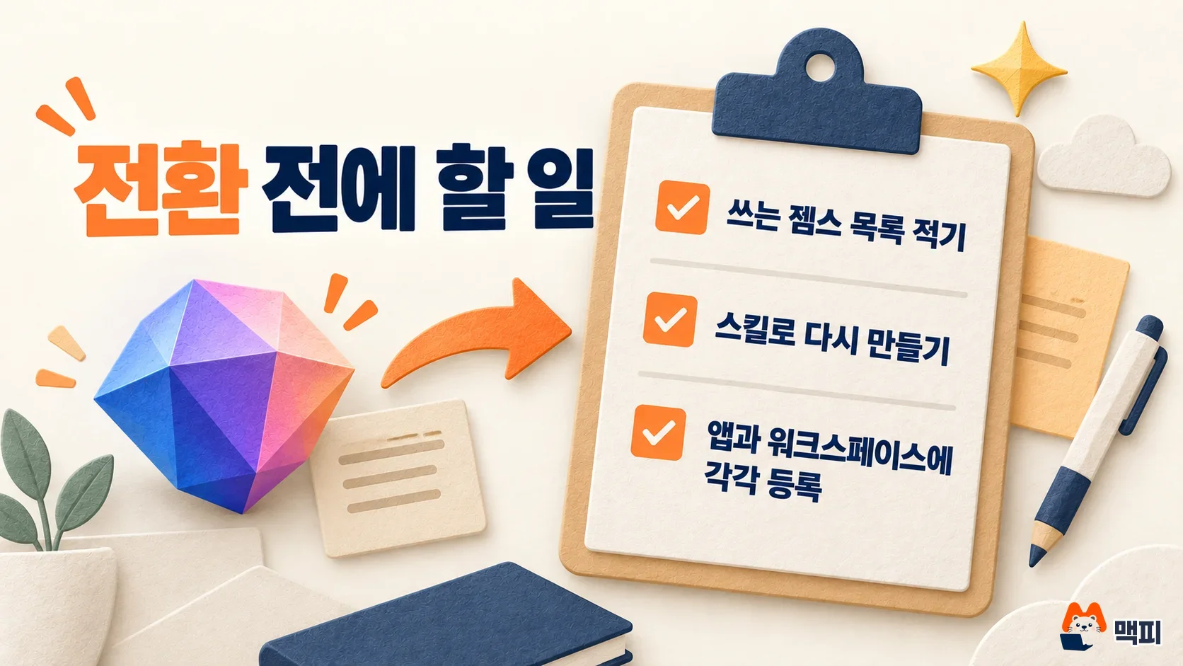 제미나이 젬스를 스킬로 전환하기 전에 할 일을 세 단계로 정리한 체크리스트 도해