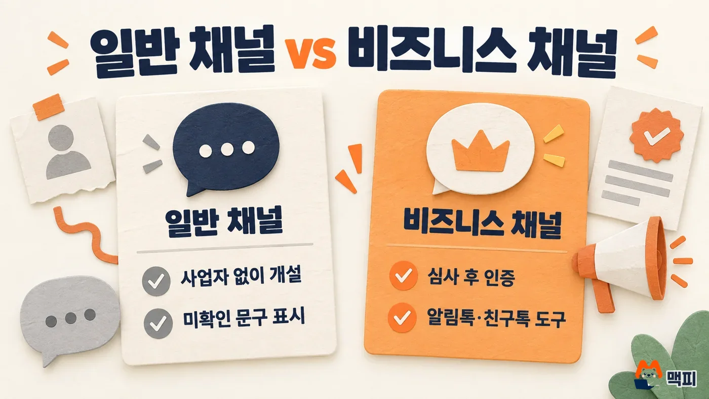카카오톡 채널 만들기 전에 알아야 할 일반 채널과 비즈니스 채널의 차이 비교