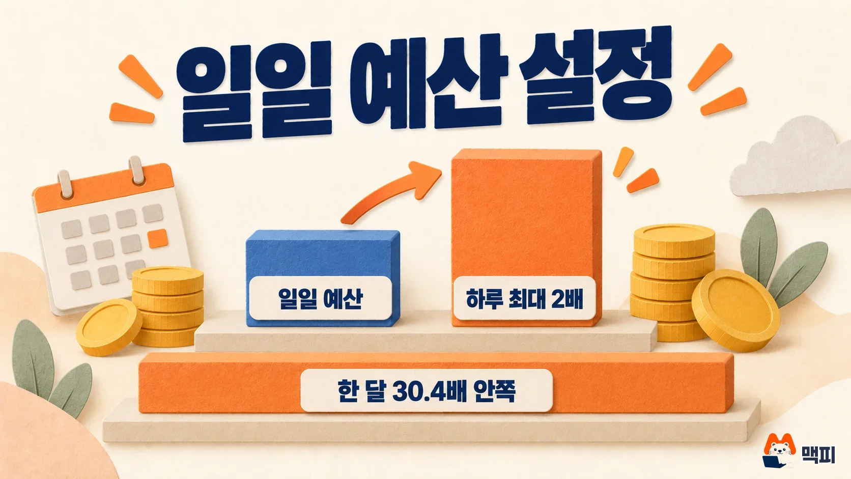 Diagram showing that a Google Ads daily budget can be spent up to 2x on one day while the monthly total stays within 30.4x