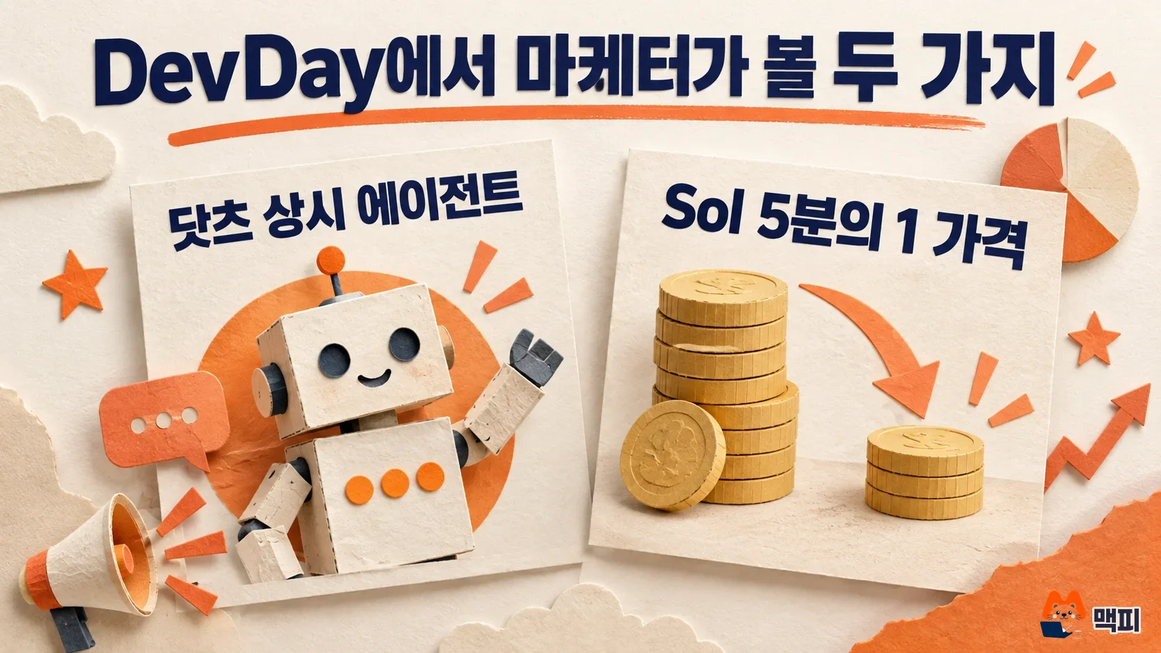 OpenAI DevDay 2026에서 마케터가 볼 두 가지, 닷츠 상시 에이전트와 5분의 1 가격 GPT-6.1 Sol 도해