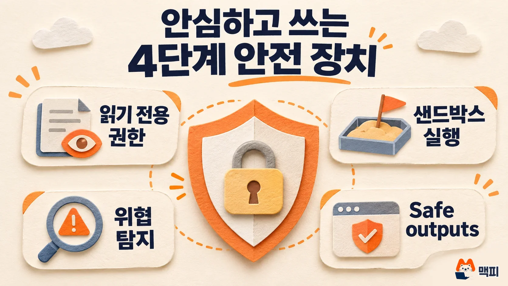 깃허브 에이전틱 워크플로우의 안전 장치 네 가지: 읽기 전용 권한, 샌드박스, 위협 탐지, Safe outputs