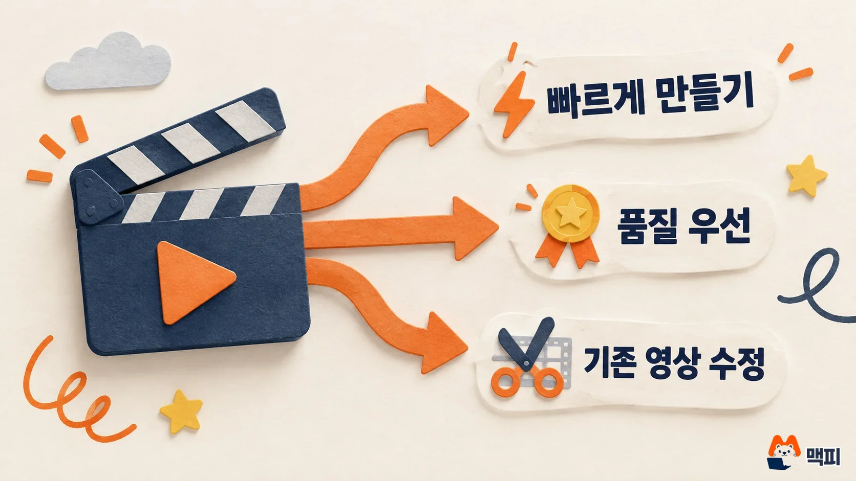 구글 플로우 영상 모델을 빠르게 만들기, 품질 우선, 기존 영상 수정 세 갈래로 나눈 도해