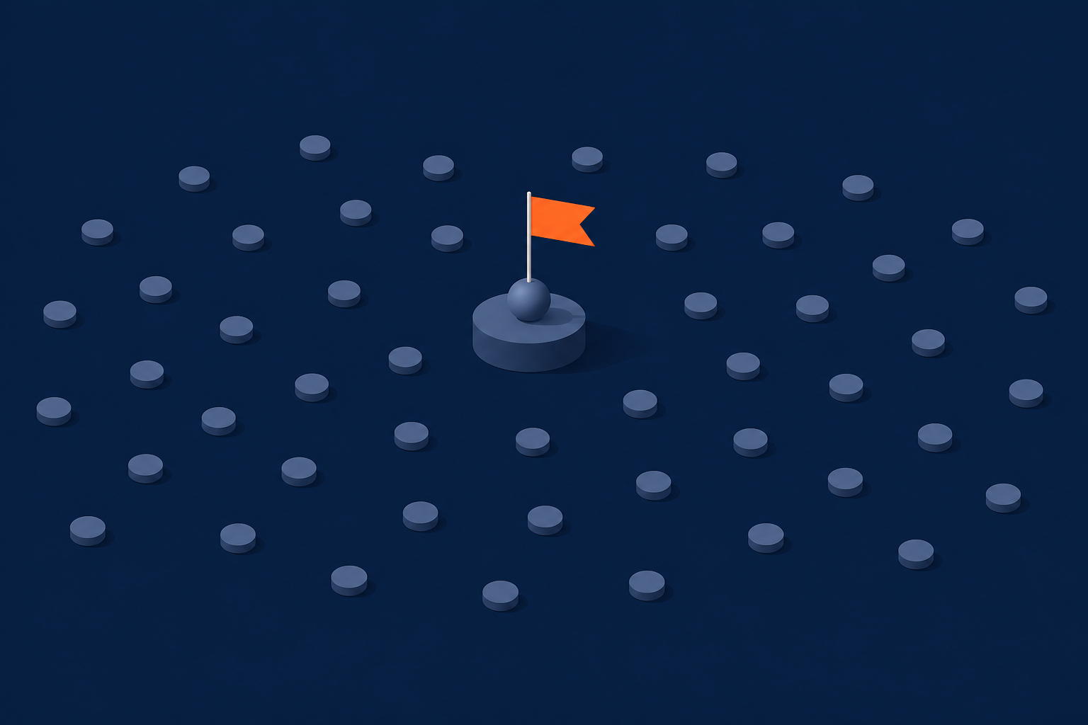 A close-up flat vector illustration of a hand completing a payment at a checkout counter, with a small star mark sparkling and highlighted above it, navy base with orange accent, no text