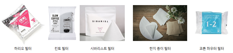원추형 드리퍼용 필터 페이퍼 종류